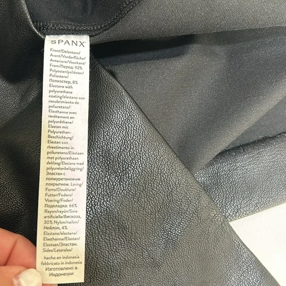 SPANX WOMENS BLACK LEATHER LIKE COMBO FITTED SHEATH DRESS BLACK Sz 1X NEW - Picture 12 of 14